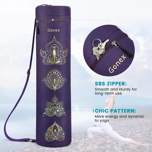 Miniatura 3 de Gonex Bolsa para esterilla de yoga, soporte para esterilla de yoga con cremallera completa, bolsa de transporte para mujeres y hombres con 2 Púrpura