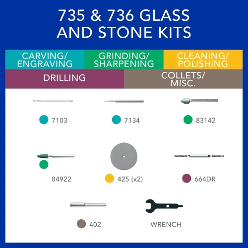 Miniatura 3 de Dremel 735-01 8 piezas de cristal y piedra accesorio Micro Kit