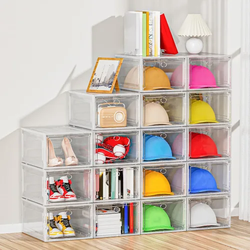 Miniatura 5 de YKLSLH Caja Organizadora de Sombreros, 6 Cajas para 40 Sombreros, Organizador de Sombreros de Plástico Sólido Más Duro Mejorado para Gorras de Blanco
