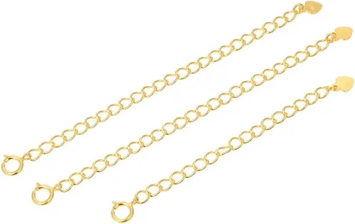Miniatura 2 de Adabele SS302-2 - 1 extensión de cadena de plata de ley chapada en oro amarillo real, lindo corazón caída, fuerte, extraíble, ajustable, de 2