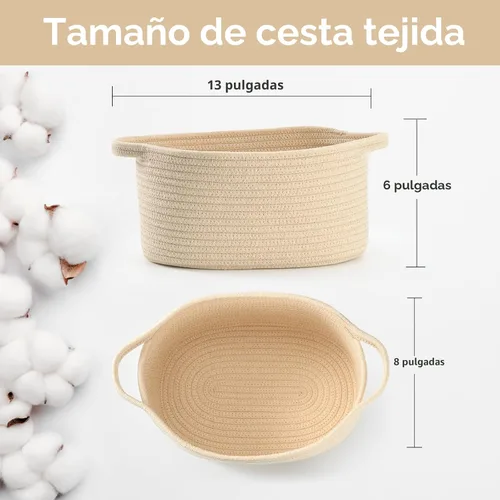 Miniatura 2 de Happyiren Linda Cesta Tejida para Regalo – Cesta de Regalo Vacía Beige para Guardería, Regalos de Fiesta de Bebé, Cumpleaños, Boda, Cestas Boo