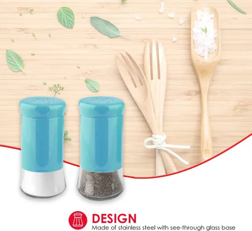 Miniatura 5 de Home Basics Essence Collection - Juego de salero y pimentero, color azul turquesa