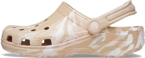 Miniatura 5 de Crocs - Zueco clásico unisex teñido con efecto mármol, Chai/rosa, talla 12 de EE. UU. para hombre