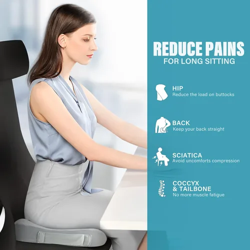 Miniatura 2 de WAOAW Cojín de asiento, cojines para silla de oficina, almohada para asiento largo de automóvil, almohadilla de espuma viscoelástica para espalda