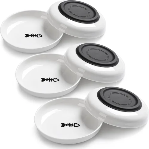 WROSWT Tazones para gatos sin derrame, Tazón para comida de gato, Juego de platos de cerámica saludables para gatos anti fatiga de bigotes para