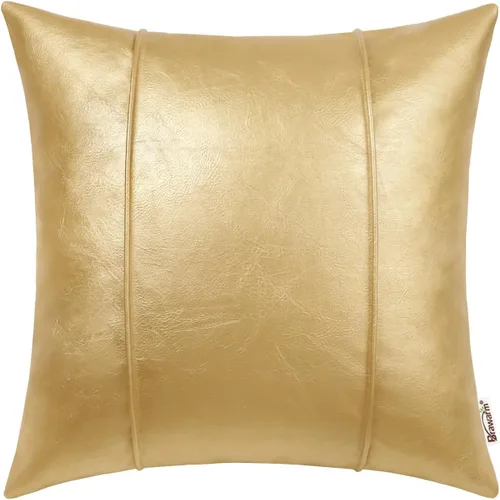 Miniatura 38 de BRAWARM Fundas de Almohada Decorativa de Cuero Café de 22 x 22 Pulgadas - Funda de Almohada de Piel Sintética con Ribetes, Almohada Decorativa