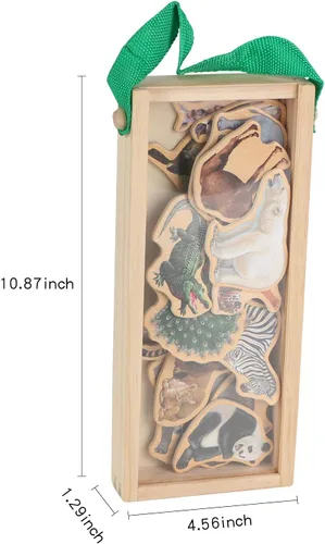 Miniatura 7 de Imanes para refrigeradora Steventoys para niños - Imanes de animales de zoológico para nevera para niños pequeños - Juguetes magnéticos de madera