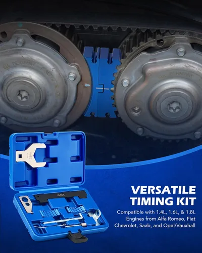Miniatura 2 de Orion Motor Tech Kit de Herramientas de Correa de Distribución para Alineación, Bloqueo y Tensado del Árbol de Levas del Motor con Llave para Bomba