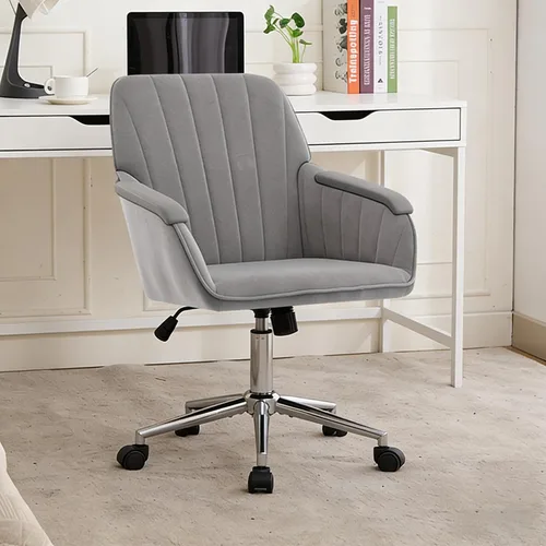 Miniatura 22 de Sillas de escritorio de oficina en casa, cómoda silla de computadora de terciopelo con asiento de respaldo, 300 libras de altura ajustable silla