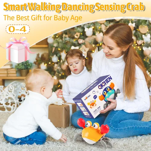 Miniatura 7 de Juguete de Cangrejo que Gatea para Bebés Infantil: Juguetes para Tiempo de Barriga para Bebés de 3 6 9 12 18 24 36 Meses, Cangrejo que Camina