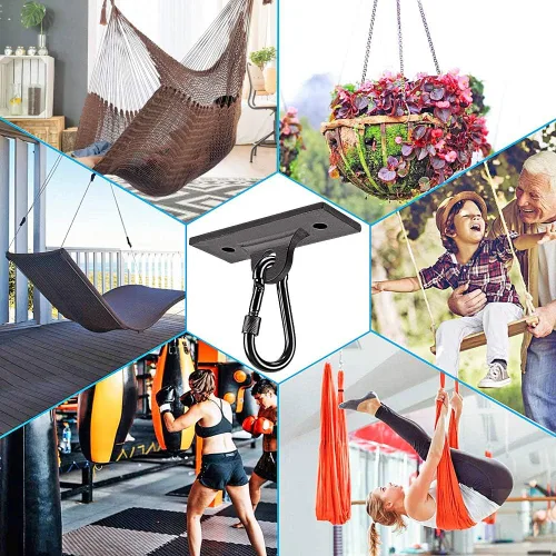 Miniatura 7 de Dolibest Perchas y soportes para bolsas pesadas, soporte de techo con mosquetón para entrenamiento de fuerza, yoga aéreo y bandas de resistencia