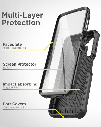 Miniatura 3 de Falcon - Funda diseñada para Samsung Galaxy A13 5G con protector de pantalla de vidrio templado y funda de clip para cinturón, funda protectora