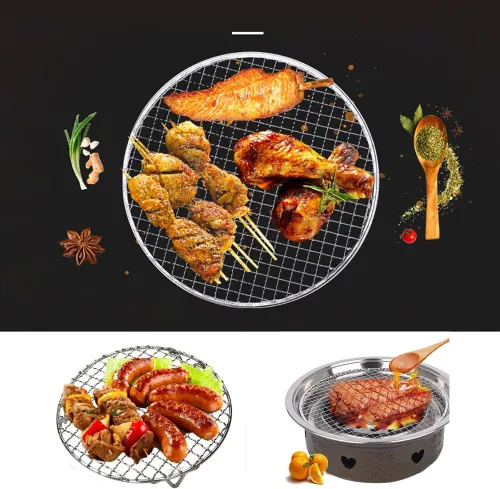 Miniatura 7 de Rejilla de refrigeración redonda de acero inoxidable con alambre cruzado para parrilla con 3 patas para cocinar hornear al vapor (13.7 pulgadas)
