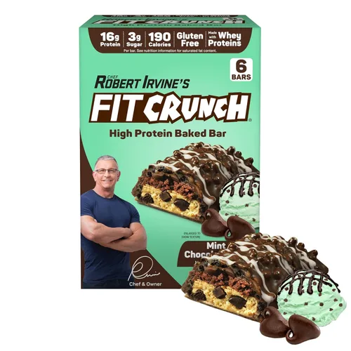 Miniatura 10 de FITCRUNCH Barras de proteínas tamaño aperitivo, diseñadas por Robert Irvine, la única barra horneada de 6 capas del mundo, solo 0.11 onzas de azúcar