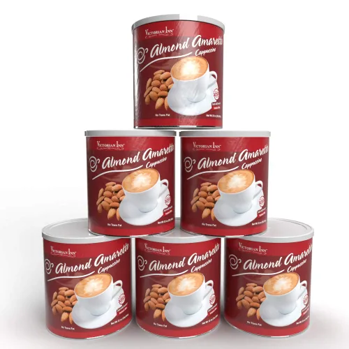 Victorian Inn Instant Cappuccino – Sabor almendra Amaretto – Mezcla de café cremosa y deliciosa – Gran caliente, frío o mezclado – Ideal con crema