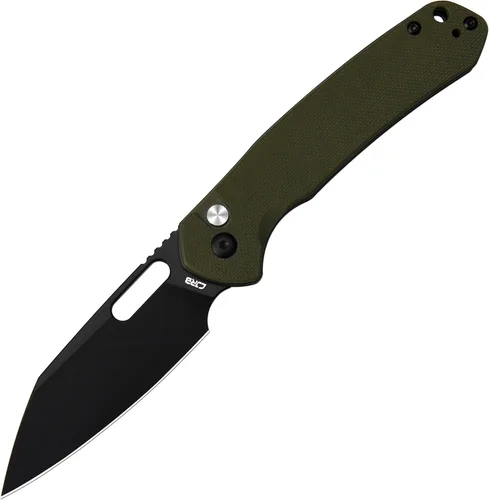 CJRB Pyrite-Alt (J1925A) Cuchillo de bolsillo plegable con 3.11 pulgadas PVD negro AR-RPM9 Wharncliffe Blade Green G10, cuchillo EDC con bloqueo de