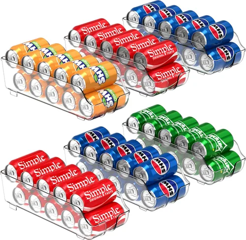 Miniatura 13 de Organizador y dispensador de latas de soda Simple Houseware para refrigerador / despensa, transparente, juego de 2