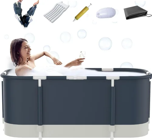Bañera portátil para cabina de ducha, bañera plegable grande de 45.3 pulgadas para adultos, bañera de SPA japonesa plegable para baño familiar