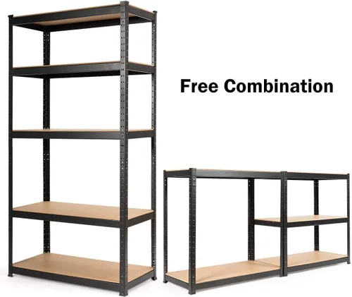 Miniatura 5 de Giantex Storage Shelving Rack Utility Shelf 5-Tier Heavy Duty 2750LBS Garage Shelves Shelving Unit Bolt-Free Assembly Adjustable Shelves Negro