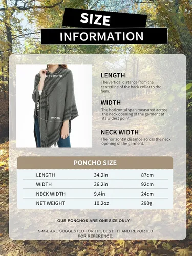 Miniatura 5 de Ferand Suéter poncho de punto con capucha y rayas en zigzag para mujer con flecos