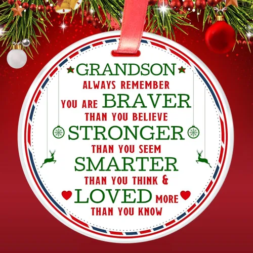 Miniatura 2 de Elegant Chef Adorno de Navidad para nieto, Always Remember You are Braver Stronger Smarter, regalo inspirador motivacional de la abuela y el abuelo