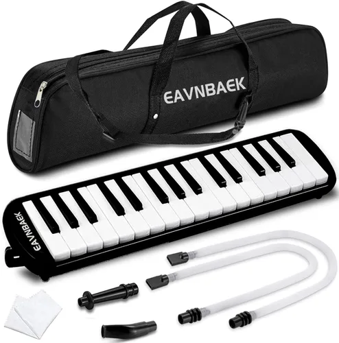 Eavnbaek Instrumento Melódica de 32 Teclas, Teclado Piano de Aire Melódica Soprano Pianica con 2 Tubos Largos Suaves, 2 Boquillas Cortas y Bolsa de