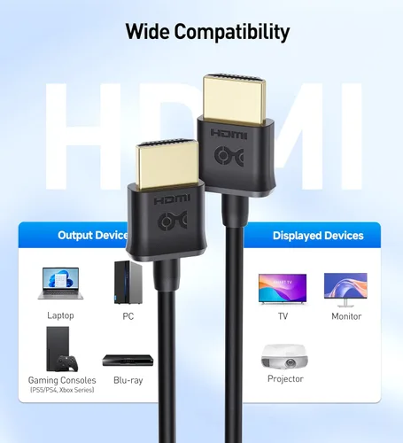 Miniatura 6 de Cable Matters - Paquete de 2 cables HDMI ultra delgados de 10 pies, compatible con 4K@60Hz, cable HDMI ultra delgado 4K con Ethernet, soporte HDR
