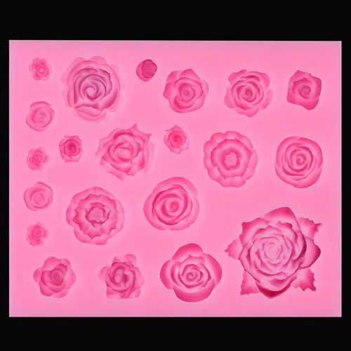 Miniatura 3 de Tosnail Paquete de 3 moldes de silicona para fondant de 21 cavidades, moldes de caramelo de flores de rosas para pasteles de boda, pastel pop