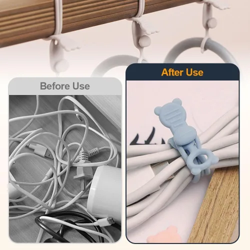 Miniatura 5 de Organizador de cables de datos, organizador de auriculares de silicona actualizado 2025, organizador de cables, bridas de cables de silicona