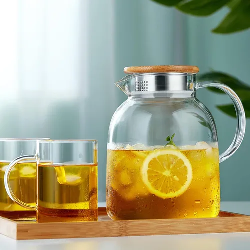 Miniatura 8 de Unbreakable - Jarra de vidrio con asa y tapa, tarro de vidrio de 68 onzas líquidas con tapa, resistente al calor, jarra de borosilicato para té