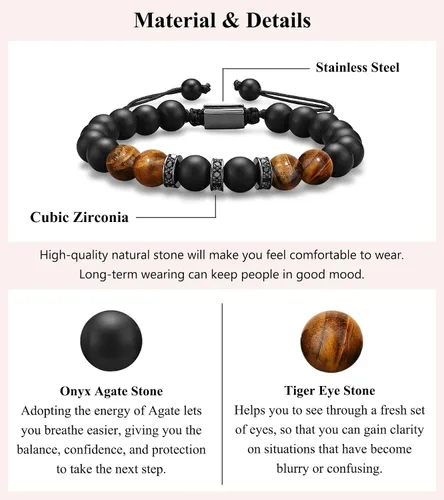 Miniatura 3 de UNGENT THEM Pulsera ajustable para hombre, aniversario, cumpleaños, Navidad, graduación, regalo para él, hombre, niños
