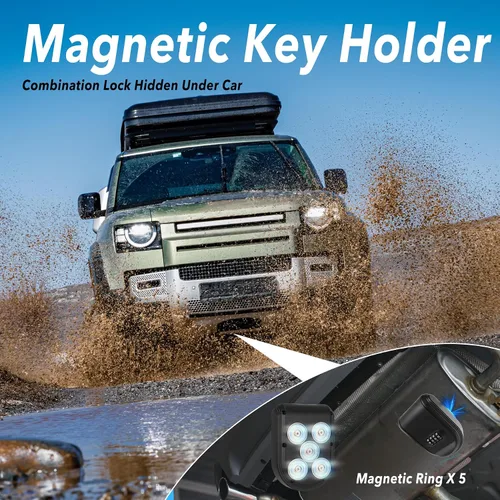 Miniatura 8 de Caja magnética para llaves para debajo del coche, esconde una llave en el exterior con caja de cerradura de combinación, caja fuerte de seguridad