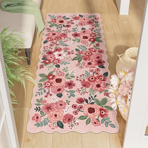 Miniatura 229 de DUKINO Alfombra de área de 6 x 9 pies, alfombra floral para sala de estar, ligera, antideslizante, lavable, alfombra de interior de pelo bajo