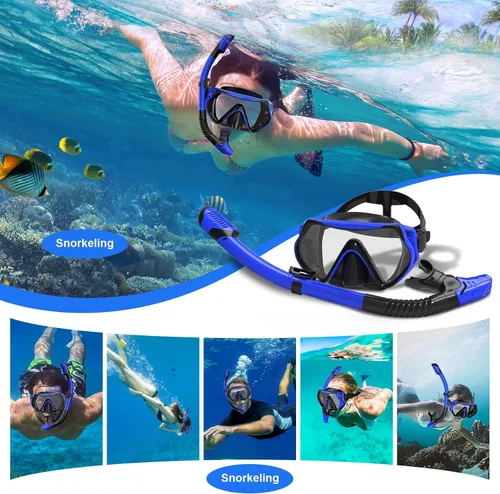 Miniatura 6 de Dry Snorkel Set,Panoramic Wide View Anti-Fog Scuba Diving Mask,Professional Snorkeling Gear for Adults