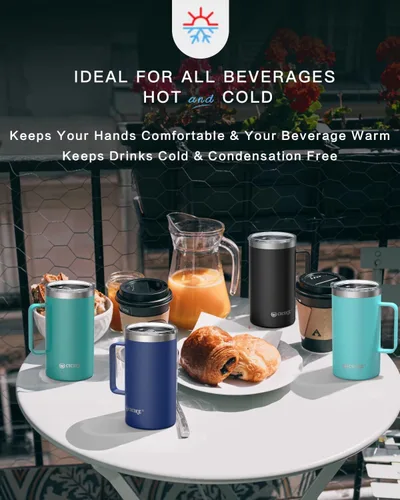 Miniatura 3 de Taza de viaje de 24 onzas con asa y tapa, taza de café aislada, taza de café de acero inoxidable, regalo de campamento para hombres y mujeres