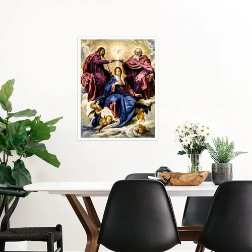 Miniatura 3 de NONBER Pintura para pared, póster de la Virgen María, Coronación de la Virgen de la Virgen, pintura en lienzo e impresiones artísticas de pared, 12