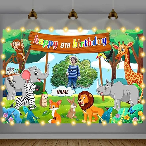 Miniatura 11 de Cartel de feliz cumpleaños beige personalizado para telón de fondo grande de feliz cumpleaños, globo aerostático, fiesta, interior y exterior
