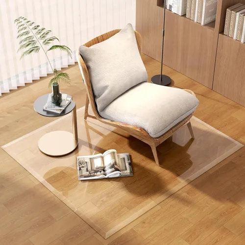 Miniatura 10 de [Vidrio templado] Tapete para silla de vidrio con borde biselado de 36 x 36 pulgadas con borde pulido, tapete transparente para silla de oficina, se