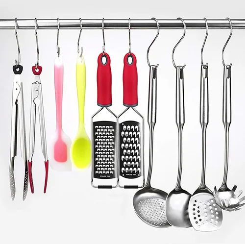 Miniatura 4 de Paquete de 100 ganchos en S de acero inoxidable de 2.75 pulgadas en forma de S, ganchos en S resistentes para colgar sartenes y ollas, tazas