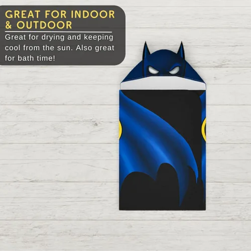 Miniatura 5 de Franco - Toalla con capucha de algodón muy suave para baño, piscina o playa, con licencia oficial, 24 x 50 pulgadas, Batman Batman - 2