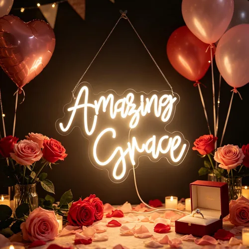 Miniatura 2 de Amazing Grace - Letrero decorativo de neón para decoración de escritorio, regalo para esposa, marido, regalos de boda cristiana, letrero