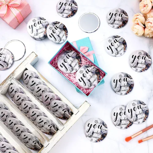 Miniatura 4 de Tradder 48 piezas de 2.76 pulgadas, mini espejo compacto inspirador a granel para maquillaje, monedero de bolsillo para mujeres, día de la madre