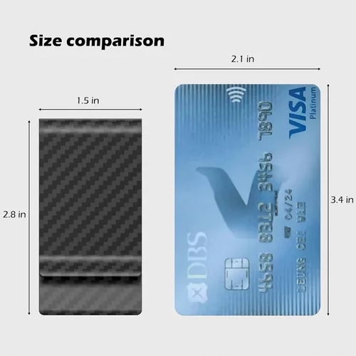 Miniatura 15 de Travelambo Cartera de bolsillo frontal con clip de fibra de carbono para dinero, cartera minimalista delgada para tarjetas de crédito