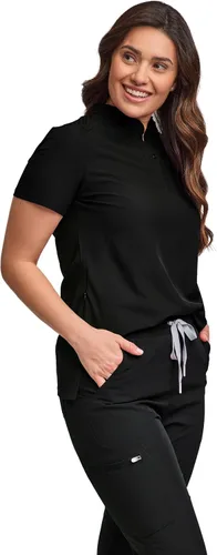 Miniatura 4 de Green Town Conjunto de uniforme médico para mujer, pantalón deportivo ajustado y cuello mandarín, uniforme de fácil cuidado