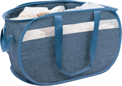 Miniatura 16 de Cesta plegable para la ropa sucia duradera con 2 compartimentos para clasificar y almacenar, cesta portátil para ropa sucia para dormitorio, cuarto