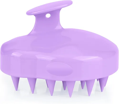 Miniatura 12 de FREATECH Cepillo de champú y masajeador con cerdas de silicona suave para el cuidado del cuero cabelludo, exfoliador para la ducha que elimina