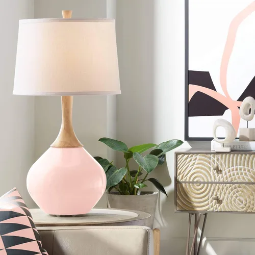 Miniatura 6 de Color + Plus Wexler 31" White Shade Mellow Coral Pink Table Lamp