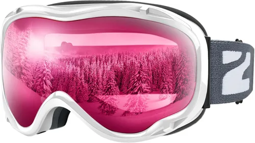 Miniatura 17 de ZIONOR Lagopus Gafas de protección UV para esquí y snowboard, antiniebla, para hombres, mujeres, jóvenes A0-vlt 10.5% Marco Blanco Lente Plata