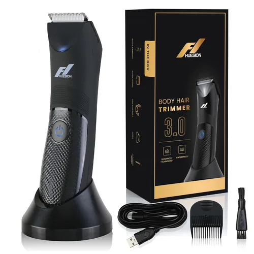 Fhuesion® Manscape - Recortadora de bolas impermeable IPX7 con luz y hoja de cerámica, peluquería corporal para peluquería corporal para peluquería