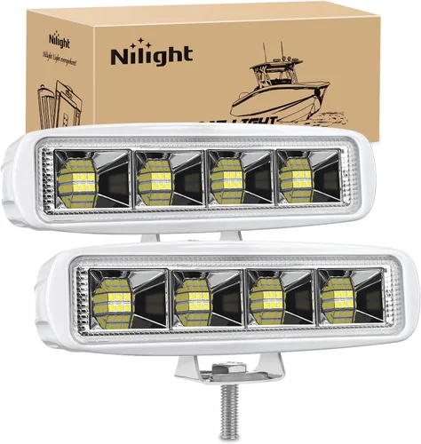 Miniatura 15 de Nilight Barra de luz LED marina, 2 unidades, 18 W, blanco, 150°, haz de inundación, ponton, barco, cubierta, luces de muelle, IP67, impermeable